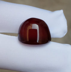 عقيق كبدي طبيعي من اليمن - كابوشون عقيق يماني بني غامق - 22 قيراط