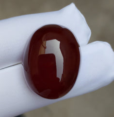 عقيق كبدي طبيعي من اليمن - كابوشون عقيق يماني بني غامق - 55 قيراط