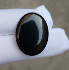 جازة مشكي عقيق طبيعي من اليمن - كابوشون عقيق يماني أسود - 34 قيراط