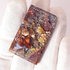 حجر عقيق طحلب نادر بنقشة 69 قيراطًا - جوهرة لهواة الجمع - 40 × 24 × 6 مم