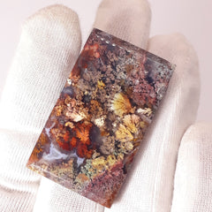 حجر عقيق طحلب نادر بنقشة 69 قيراطًا - جوهرة لهواة الجمع - 40 × 24 × 6 مم