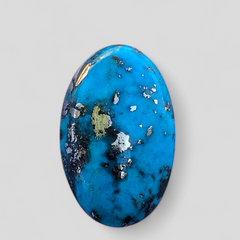 حجر فيروزي طبيعي عيار 34 قيراطًا مع البيريت، أبعاد 29×17 ملم