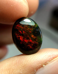 3.15ct Opal for Sale - Black Fire Opal - October Birthstone - 13.8x10.2mm
