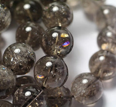 سوار من أحجار الكوارتز الكريمة من الذهب الأسود الطبيعي الأصلي من Azeztulite عالي التردد، مقاسات 9.5-10.5 ملم