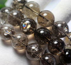 سوار من أحجار الكوارتز الكريمة من الذهب الأسود الطبيعي الأصلي من Azeztulite عالي التردد، مقاسات 9.5-10.5 ملم