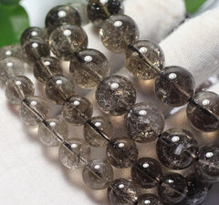 سوار من أحجار الكوارتز الكريمة من الذهب الأسود الطبيعي الأصلي من Azeztulite عالي التردد، مقاسات 9.5-10.5 ملم