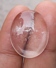 كابوشون دور النجف 25.6 قيراط - حجر بخت شهر أبريل - كريستال روك - 25x21 ملم