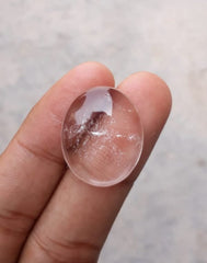 كابوشون دور النجف 25.6 قيراط - حجر بخت شهر أبريل - كريستال روك - 25x21 ملم