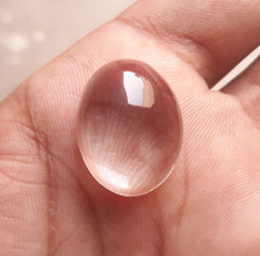 22.8 قيراط دور النجف - لؤلؤة النجف كابوشون شفاف - حجر بخت شهر أبريل - كوارتز كريستال روك - 23 × 18 ملم