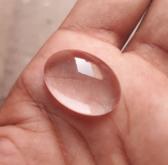 22.55 قيراط دور النجف - لؤلؤة النجف كابوشون شفاف - حجر بخت شهر أبريل - كوارتز كريستال روك - 25 × 18 ملم