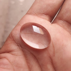 22.55 قيراط دور النجف - لؤلؤة النجف كابوشون شفاف - حجر بخت شهر أبريل - كوارتز كريستال روك - 25 × 18 ملم