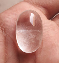 43.3 قيراط دور النجف - لؤلؤة النجف كابوشون شفاف - حجر بخت شهر أبريل - كوارتز كريستال صخري -27x17 ملم