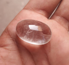 43.3 قيراط دور النجف - لؤلؤة النجف كابوشون شفاف - حجر بخت شهر أبريل - كوارتز كريستال صخري -27x17 ملم