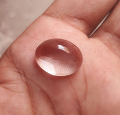 16.8 قيراط دور النجف - لؤلؤة النجف كابوشون شفاف - حجر بخت شهر أبريل - كوارتز كريستال روك - 19 × 15 ملم