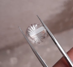 7.8 قيراط دور النجف - لؤلؤة النجف الفاخرة المقطوعة الشفافة - حجر بخت شهر أبريل - الكوارتز الكريستالي الصخري - 12 × 12 ملم