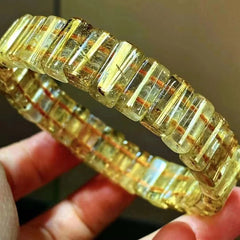 AAA حقيقية الذهب الطبيعي Rutilated الكوارتز زهرة الأحجار الكريمة سوار الإسورة 13x6.7x5.2mm