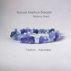 Freeform Natual Amethyst Strech Bracelet