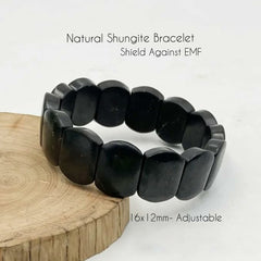 Natural Rare Shungite Gemstone Strech Bracelet