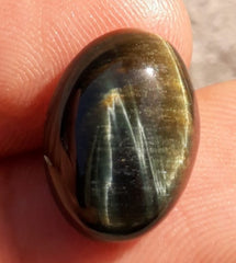 10.3 قيراط كابوشون عين الصقر، عين الصقر، عين النمر الأزرق، الأسبستوس الأزرق - 12 × 16 ملم