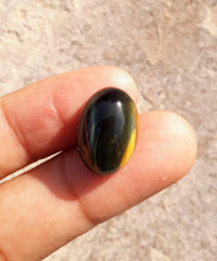 كابوشون عين الصقر 14.8 قيراط، عين الصقر، عين النمر الأزرق، الأسبستوس الأزرق - 13x18 ملم