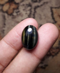 كابوشون عين الصقر 14.6 قيراط، عين الصقر، عين النمر الأزرق، الأسبستوس الأزرق - 13x18 ملم