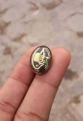 كابوشون هيماتيت 26 قيراط - حجر حديد - كابوشون حديد شيني منقوش - 21x16 ملم