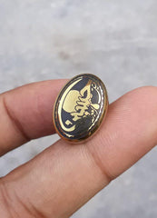 كابوشون هيماتيت 26 قيراط - حجر حديد - كابوشون حديد شيني منقوش - 21x16 ملم