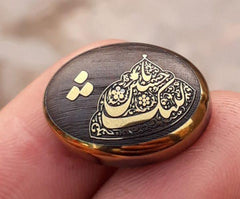 كابوشون هيماتيت 27 قيراط - حجر حديد - كابوشون حديد شيني منقوش - 21x16 ملم