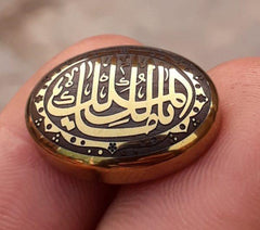 كابوشون هيماتيت 26 قيراط - حجر حديد - كابوشون حديد شيني منقوش - 21 × 16 ملم