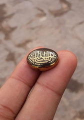 كابوشون هيماتيت 26 قيراط - حجر حديد - كابوشون حديد شيني منقوش - 21 × 16 ملم