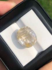 16 قيراط 5A كوارتز روتيل ذهبي ذو أوجه