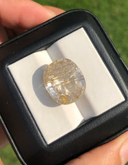 16 قيراط 5A كوارتز روتيل ذهبي ذو أوجه