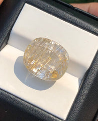 16 قيراط 5A كوارتز روتيل ذهبي ذو أوجه