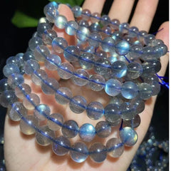 سوار من الأحجار الكريمة اللابرادوريت لمبة مدغشقر الطبيعية، مقاسات 7-8 مم