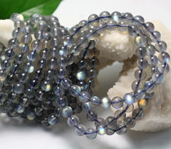 سوار من الأحجار الكريمة اللابرادوريت لمبة مدغشقر الطبيعية، مقاسات 7-8 مم