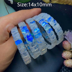 Natural Blue Light Moonstone Gemstone Bracelet, Bangle Jewelry, Diameter 7.5 Inches