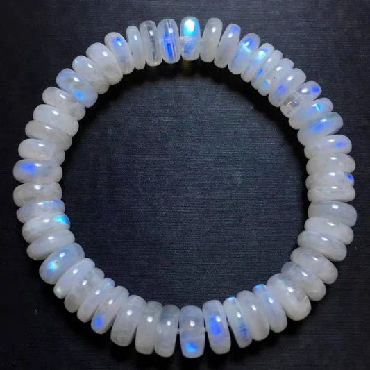 Natural Blue Light Moonstone Gemstone Bracelet, Bead Size 8mm