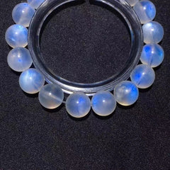 Natural Blue Light Moonstone Gemstone Bracelet, Bead Size 10.7mm