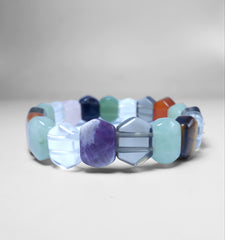 7 Chakras Healing Natual Gemtone Bracelet - Amethyst, Rose Quartz, Smoky Quartz, Tiger Eye, Aventurine, Rock Crystal, Red Agate