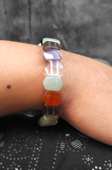 7 Chakras Healing Natual Gemtone Bracelet - Amethyst, Rose Quartz, Smoky Quartz, Tiger Eye, Aventurine, Rock Crystal, Red Agate