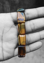 18x13mm Premium Natural Black Yellow Tiger Eye Strech Bracelet