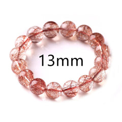 Natural Red Rutilated Quartz Gemstone Bracelet, Size 7-15mm