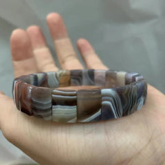 سوار من الأحجار الكريمة من عقيق بوتسوانا الطبيعي/الجزع العقيقي، سوار للرجال والنساء