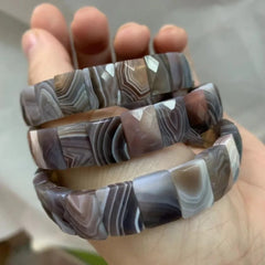 سوار من الأحجار الكريمة من عقيق بوتسوانا الطبيعي/الجزع العقيقي، سوار للرجال والنساء