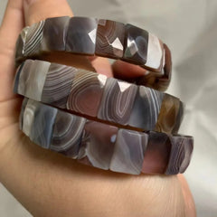 سوار من الأحجار الكريمة من عقيق بوتسوانا الطبيعي/الجزع العقيقي، سوار للرجال والنساء