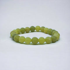 8mm Serpentine Gemtone Streach Bracelet in Rare Apple Green Color aka Zehrmora