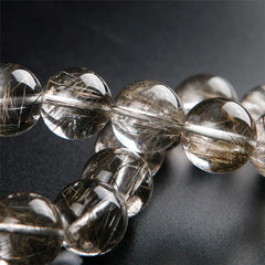 سوار أحجار كريمة كوارتز مصقولة من الفضة الطبيعية، مقاسات 7-17 ملم