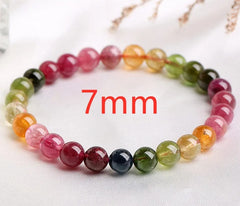 Natural Colorful AAA Tourmaline Gemstone Bracelet, Sizes 6-7.5mm