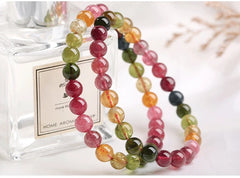 Natural Colorful AAA Tourmaline Gemstone Bracelet, Sizes 6-7.5mm