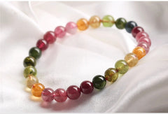 Natural Colorful AAA Tourmaline Gemstone Bracelet, Sizes 6-7.5mm